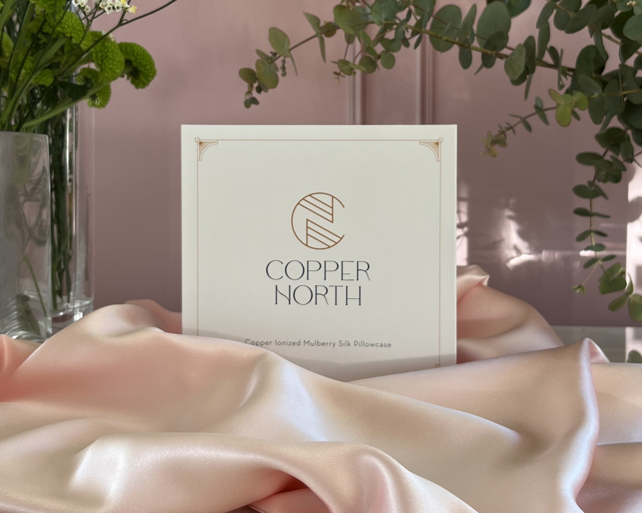 Rose pink 100% silk pillowcases infused with copper