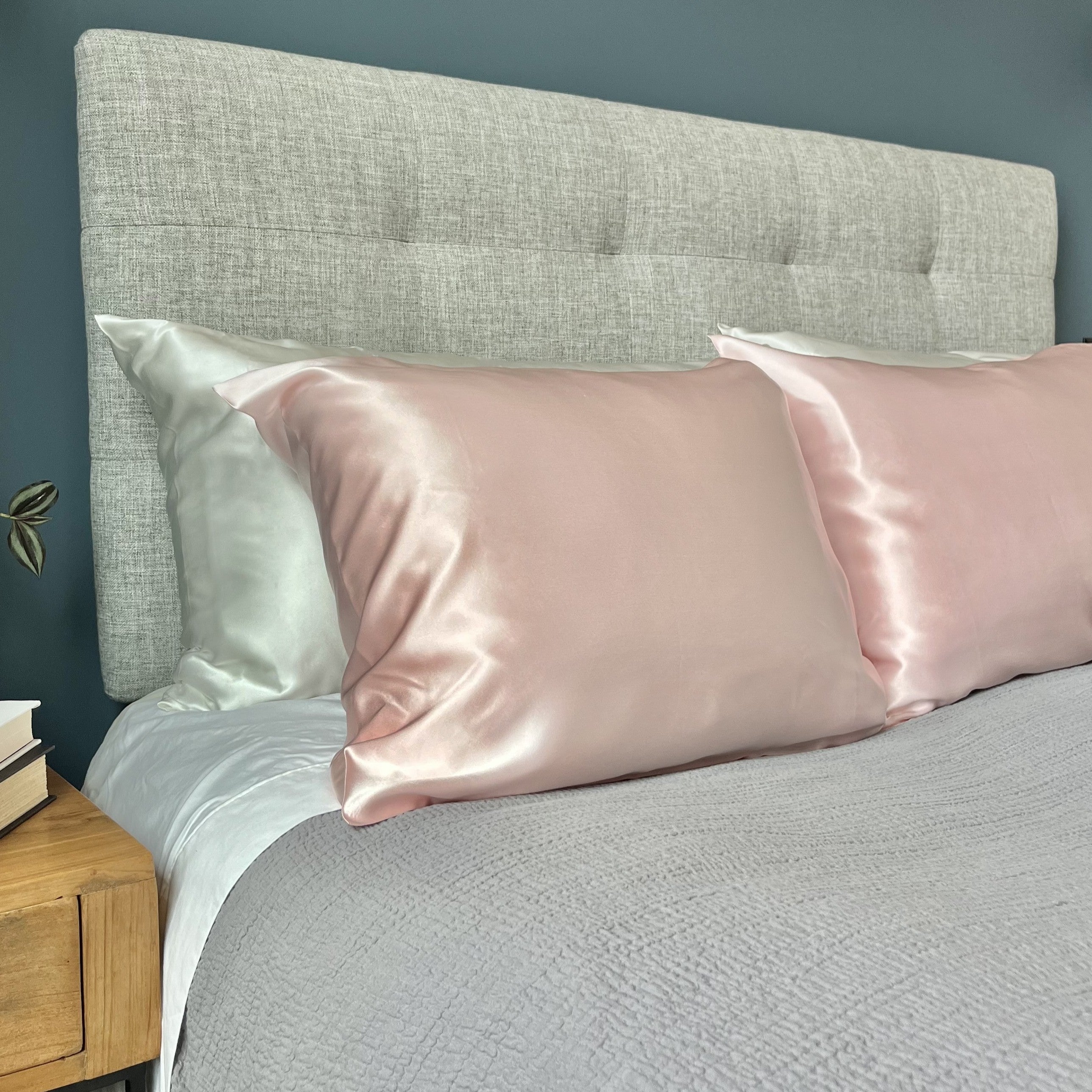 Rose pink 100% silk pillowcases infused with copper