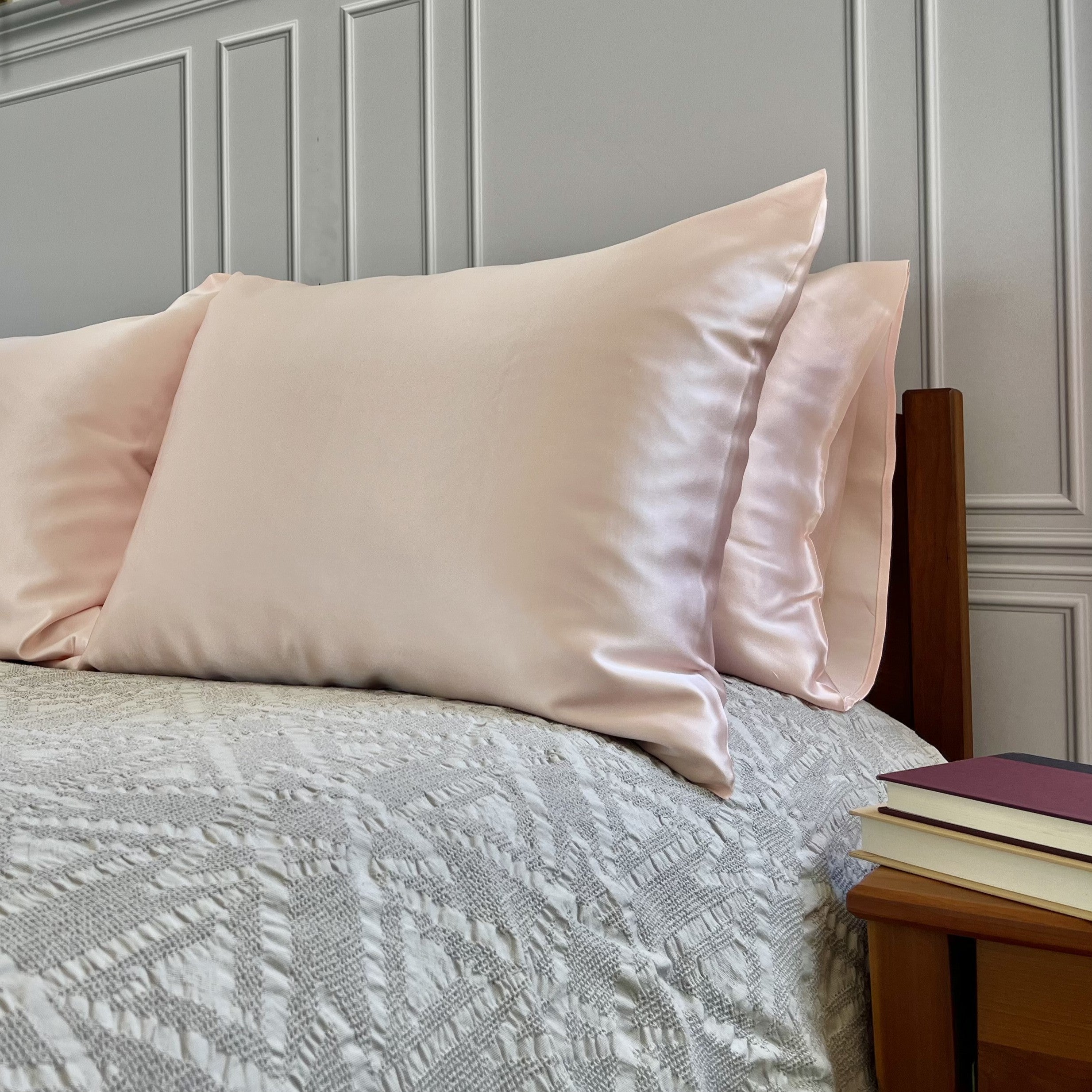 Rose pink 100% silk pillowcases infused with copper