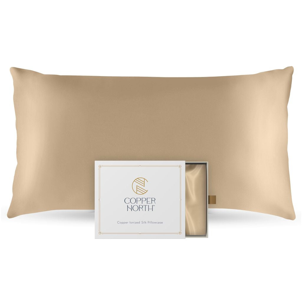 Gold 100% silk pillowcases infused with copper