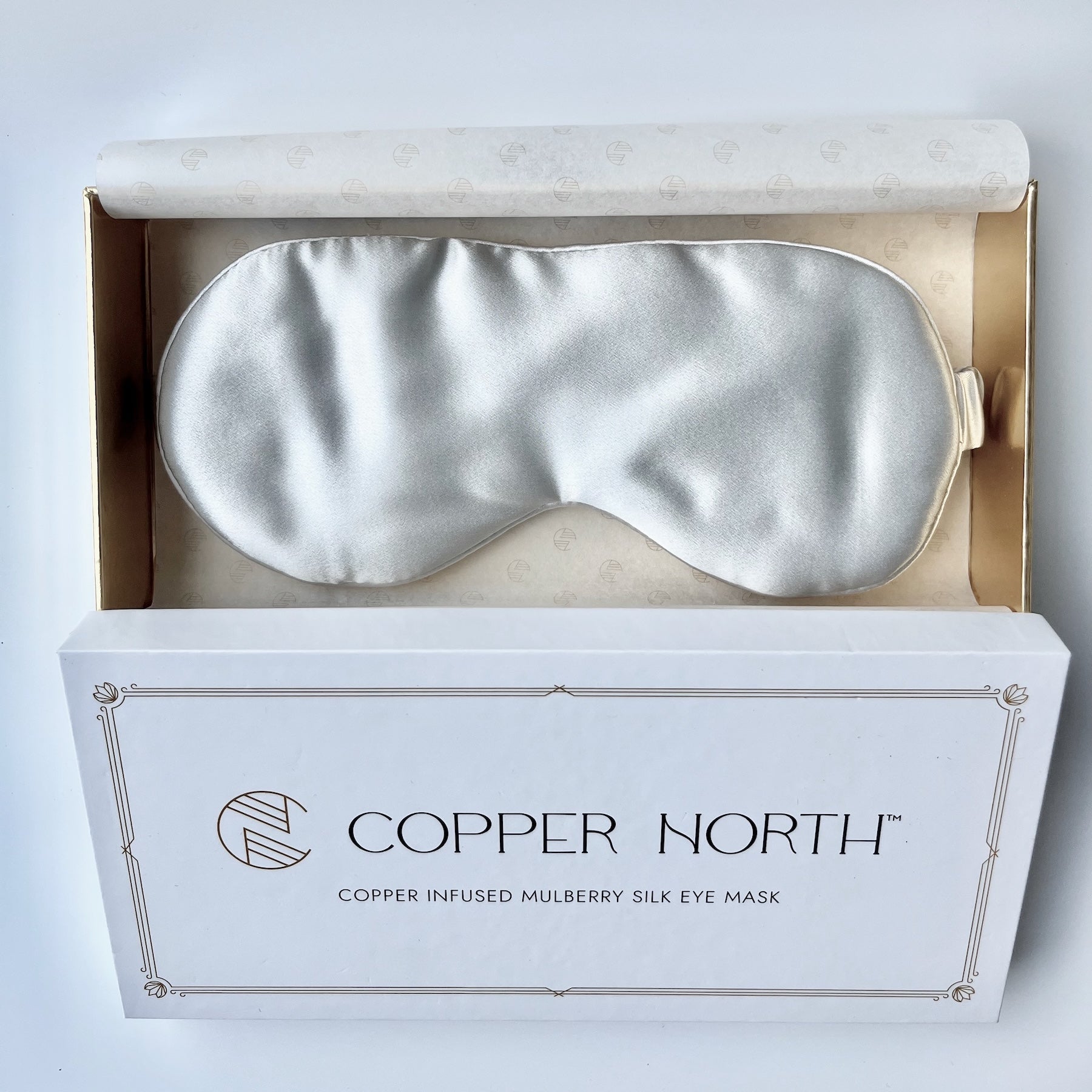 Pearl Gray Copper-Infused Silk Eye Mask, Vesper