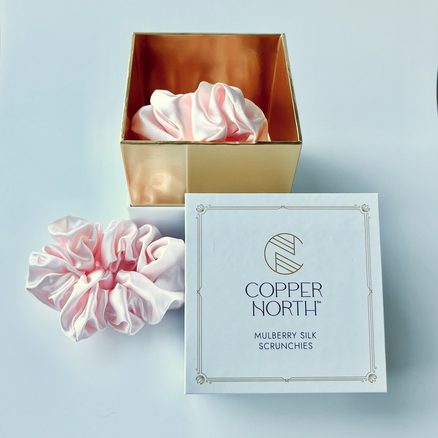 Rose Pink Mulberry Silk Scrunchies, Classic, 3 Pack