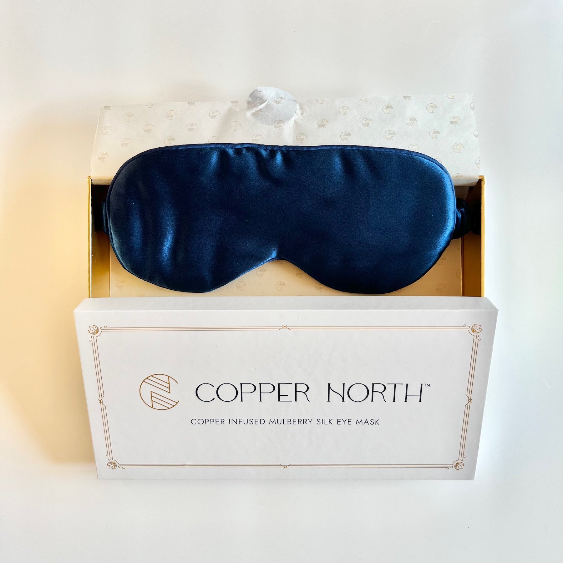 Deep Blue Copper-Infused Silk Eye Mask, Vesper