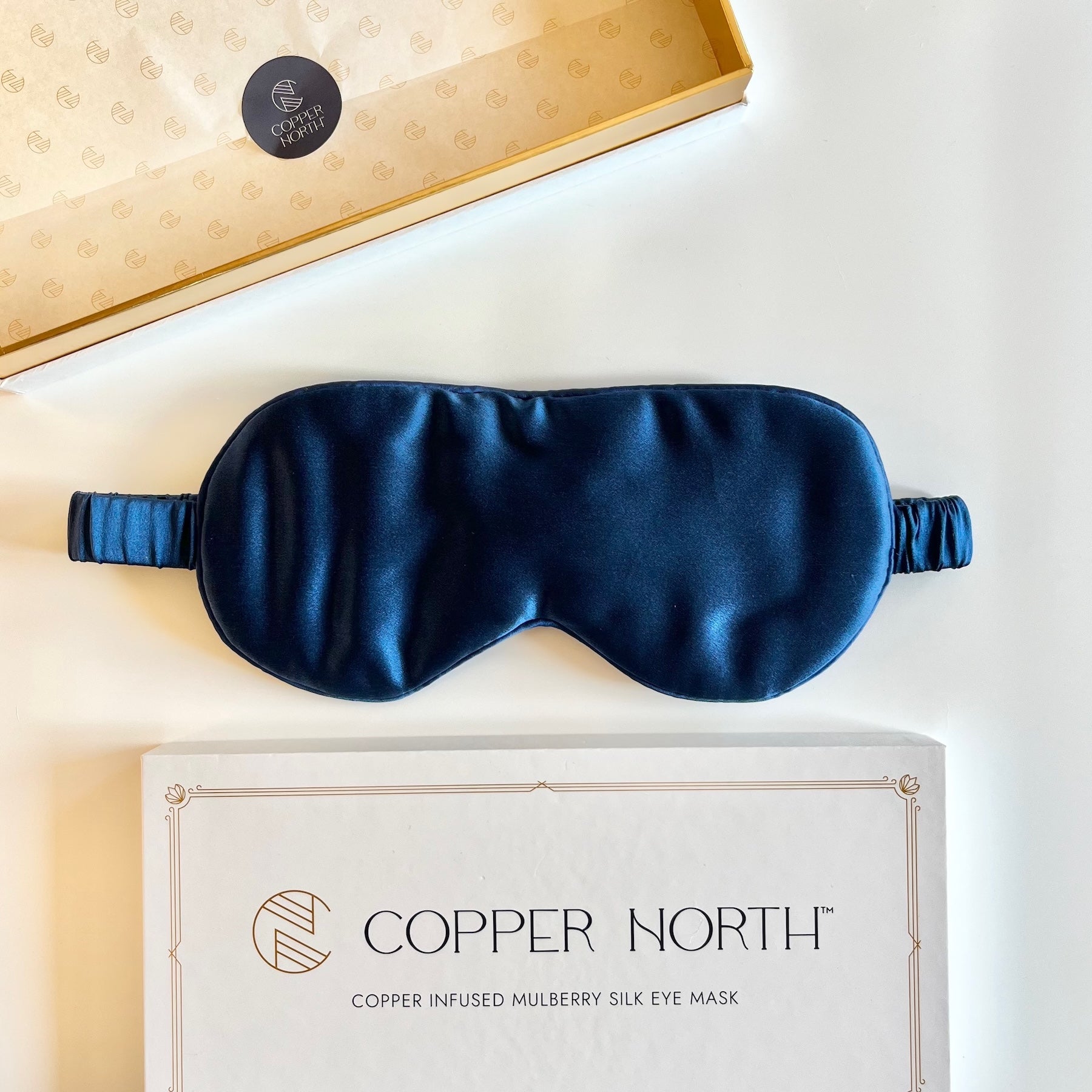 Deep Blue Copper-Infused Silk Eye Mask, Vesper