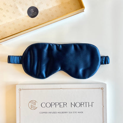 Deep Blue Copper-Infused Silk Eye Mask, Vesper
