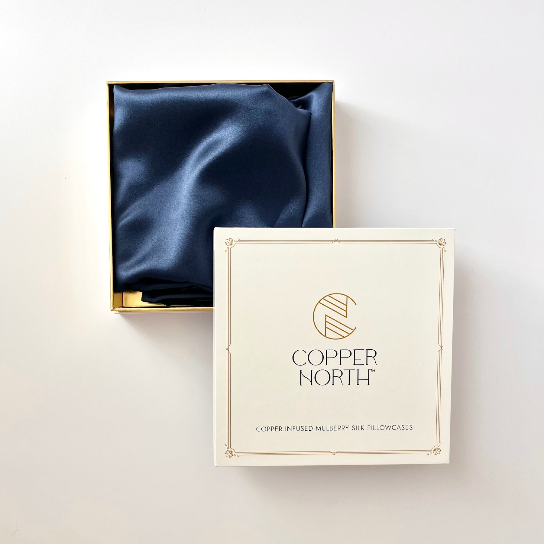Deep Blue King-Sized Copper-Infused Silk Pillowcases, 2 Pack