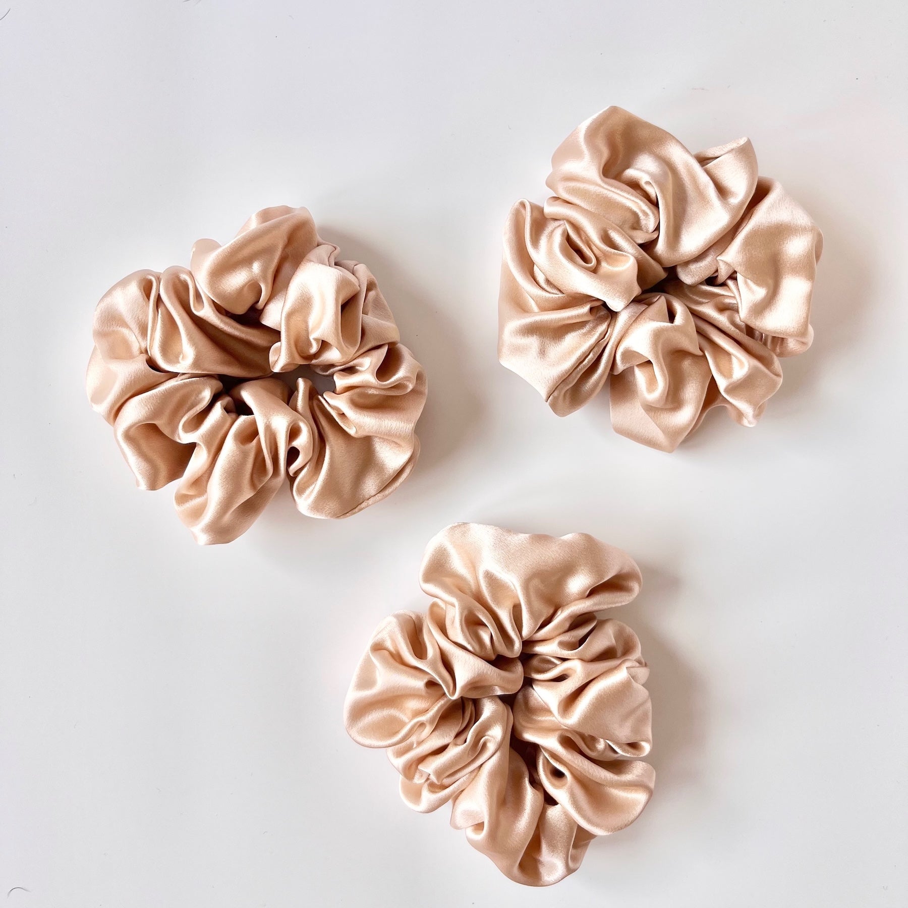 Gold Mulberry Silk Scrunchies, Classic, 3 Pack
