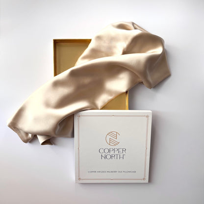 Gold Queen Sized Silk Copper-Infused Pillowcase