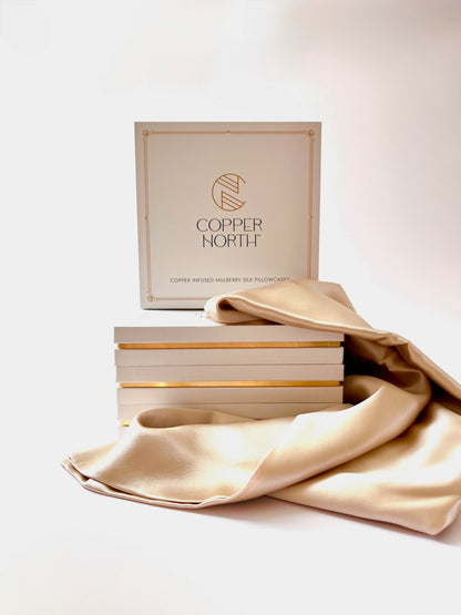 Gold Queen Sized Silk Copper-Infused Pillowcase