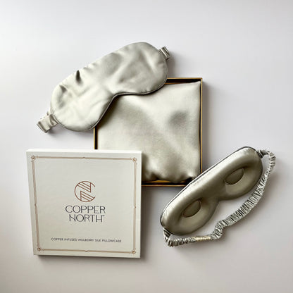 Pearl Gray Copper-Infused Silk Eye Mask, Vesper