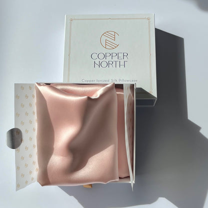 Rose pink 100% silk pillowcases infused with copper