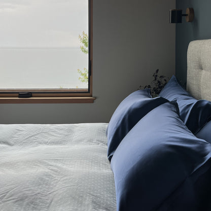 Deep blue 100% silk pillowcases infused with copper