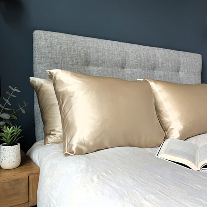 Gold 100% silk pillowcases infused with copper