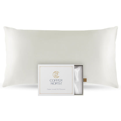 Ivory white 100% silk pillowcases infused with copper
