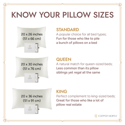 Ivory white 100% silk pillowcases infused with copper