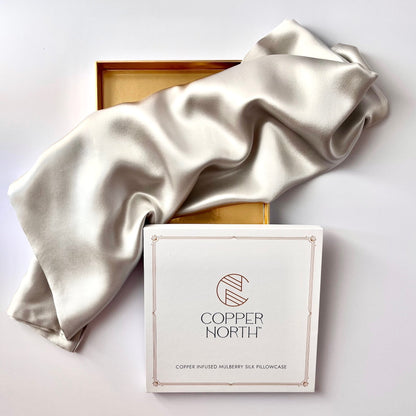 Pearl Gray Standard Sized Copper-Infused Silk Pillowcase