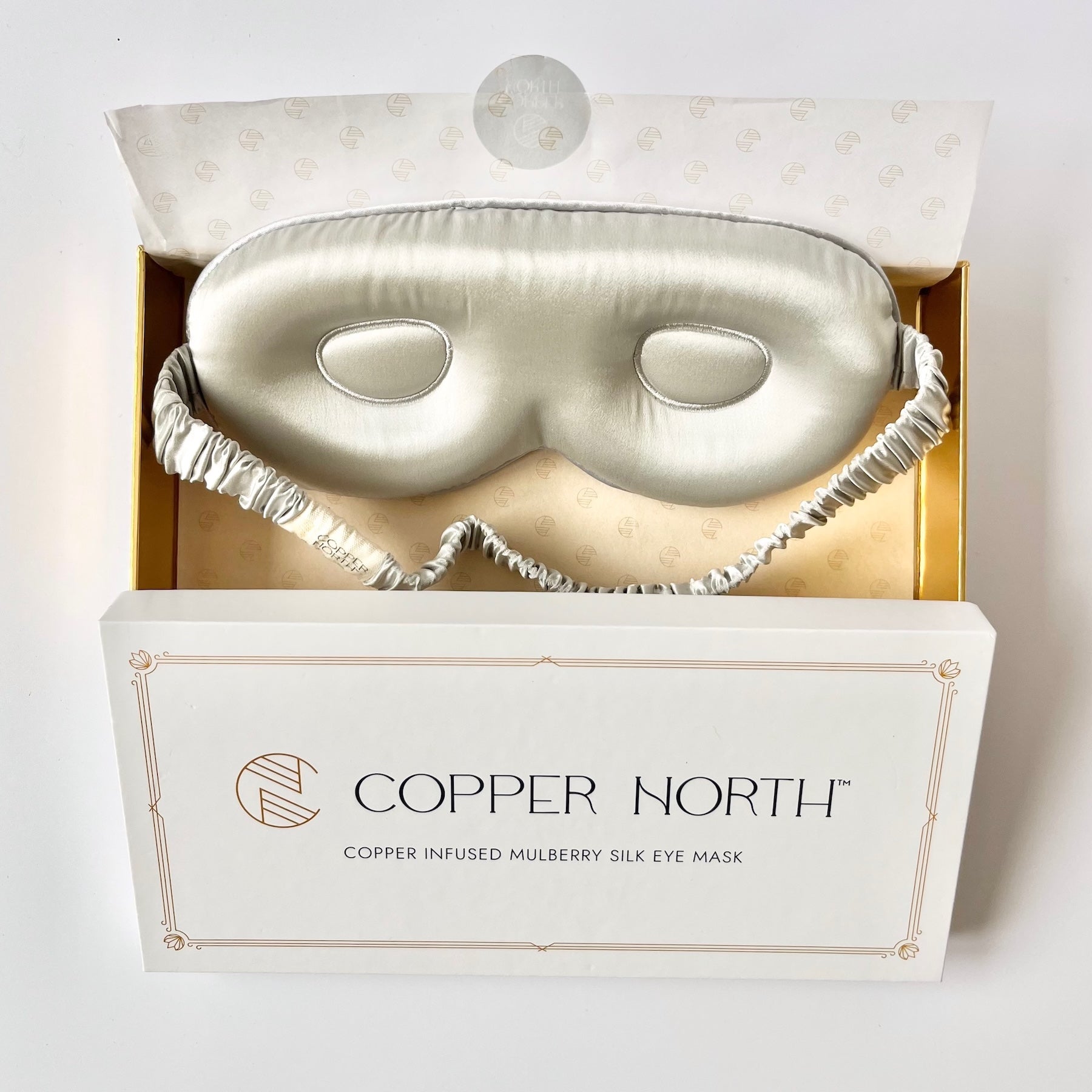 Pearl Gray Copper-Infused Silk Eye Mask, Umbra