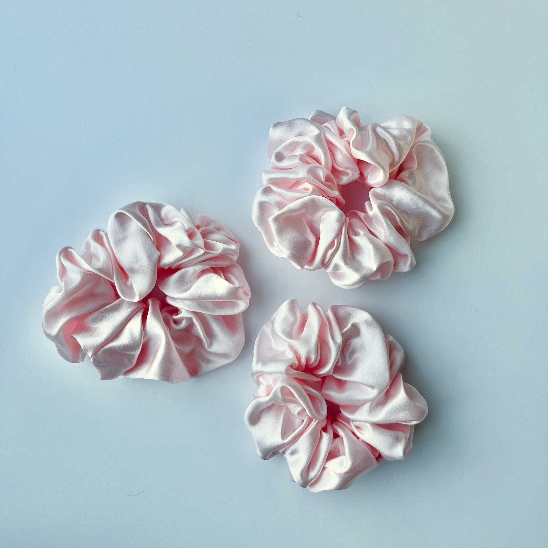 Rose Pink Mulberry Silk Scrunchies, Classic, 3 Pack