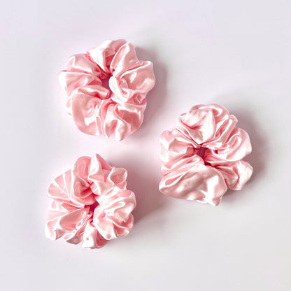 Rose Pink Mulberry Silk Scrunchies, Classic, 3 Pack