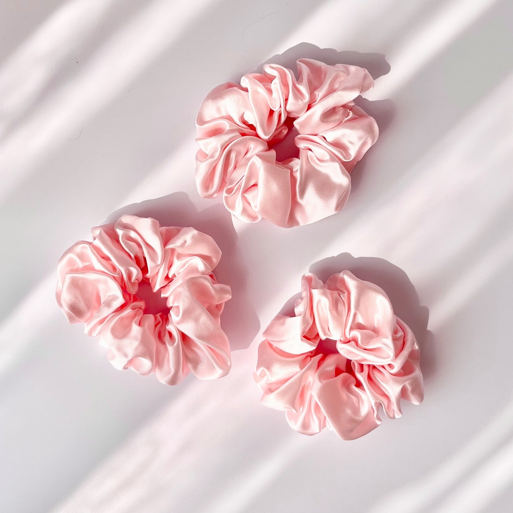 Rose Pink Mulberry Silk Scrunchies, Classic, 3 Pack
