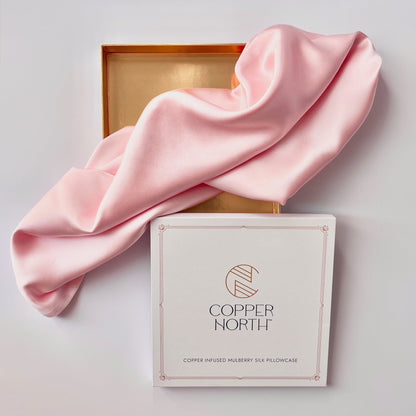 Rose Pink Standard Sized Copper-Infused Silk Pillowcases, 2 Pack