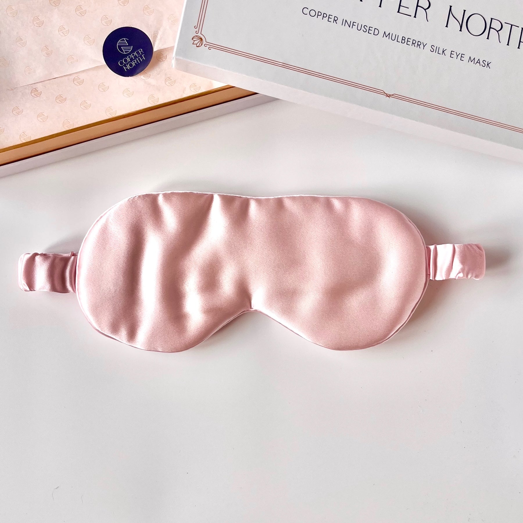 Rose Pink Copper-Infused Silk Eye Mask, Vesper
